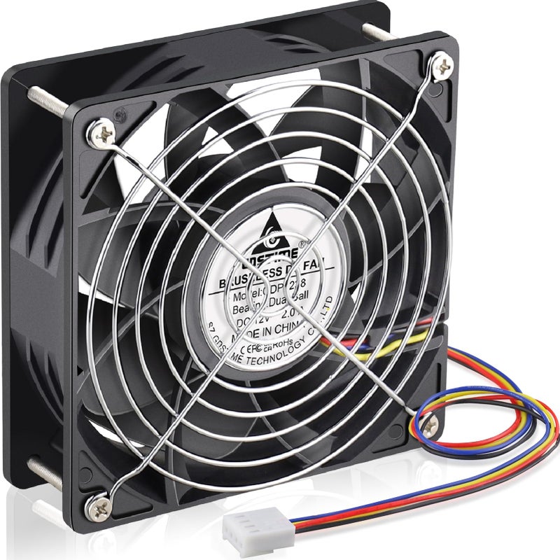 GDSTIME 120mm x 38mm 12V PWM Fan 4-Pin, High Static Pressure 120x120x38mm PC Computer Case DC Brushless Cooling Fan Dual Ball Bearing - Image 1